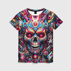 Футболка женская Art cyber skull - ai art fantasy, цвет: 3D-принт