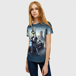 Футболка женская Крутой Бендер рядом с Ламборджини, цвет: 3D-принт — фото 2