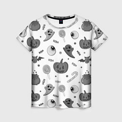 Женская футболка Halloween grey and white