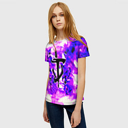 Футболка женская Doom неоновый огонь лого, цвет: 3D-принт — фото 2