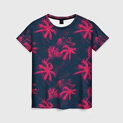 Женская футболка Palm pink black