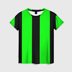 Женская футболка Color green black line