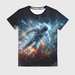 Женская футболка Космонавт парит в космосе среди звезд