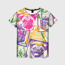 Женская футболка Мопс и праздник