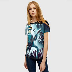 Футболка женская Гитарист Бендер из рок группы Футурамы, цвет: 3D-принт — фото 2