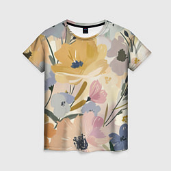 Футболка женская Цветы акварель, цвет: 3D-принт