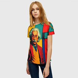 Футболка женская Эйнштейн поп-арт, цвет: 3D-принт — фото 2