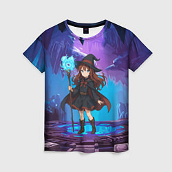 Футболка женская Аниме девочка маг с волшебных посохом, цвет: 3D-принт