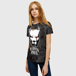 Футболка женская Белый питбуль - иду против правил, цвет: 3D-принт — фото 2