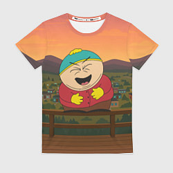 Футболка женская Эрик Картман смеется держа живот, цвет: 3D-принт