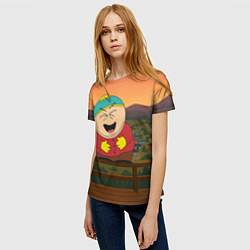 Футболка женская Эрик Картман смеется держа живот, цвет: 3D-принт — фото 2