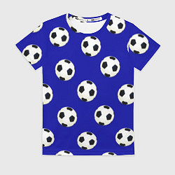Женская футболка Футбольные мячи на синем