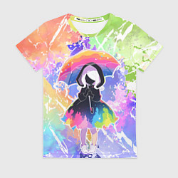 Женская футболка Девочка под дождём арт