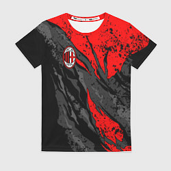 Футболка женская Фк Милан - черный и красный, цвет: 3D-принт