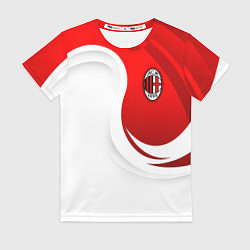 Футболка женская ФК Милан - белый и красный, цвет: 3D-принт
