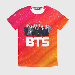 Футболка женская BTS блестящий фон, цвет: 3D-принт