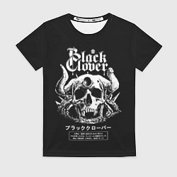 Женская футболка Черный клевер череп