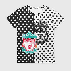 Футболка женская Liverpool черно белые точки, цвет: 3D-принт