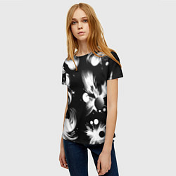 Футболка женская Чёрно-белый абстрактный паттерн, цвет: 3D-принт — фото 2
