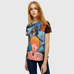 Футболка женская Дэндзи и Макима из Человек бензопила, цвет: 3D-принт — фото 2