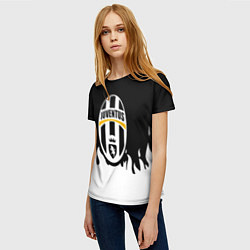 Футболка женская Juventus белый огонь, цвет: 3D-принт — фото 2
