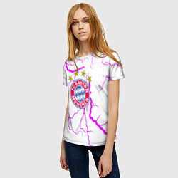 Футболка женская Бавария Мюнхен неоновые молнии, цвет: 3D-принт — фото 2