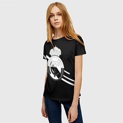 Футболка женская Реал Мадрид полосы текстура линии, цвет: 3D-принт — фото 2