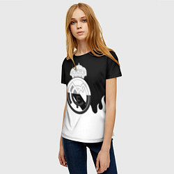 Футболка женская Реал Мадрид огонь белый, цвет: 3D-принт — фото 2