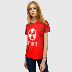 Футболка женская Stalker - белое на красном, цвет: 3D-принт — фото 2