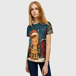 Футболка женская Лошадка в новогодней гирлянде, цвет: 3D-принт — фото 2