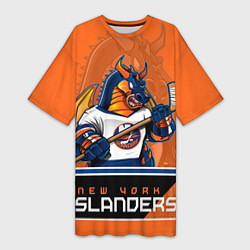 Футболка женская длинная New York Islanders, цвет: 3D-принт