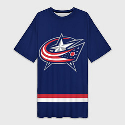 Футболка женская длинная Columbus Blue Jackets, цвет: 3D-принт