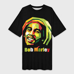 Футболка женская длинная Bob Marley Smile, цвет: 3D-принт