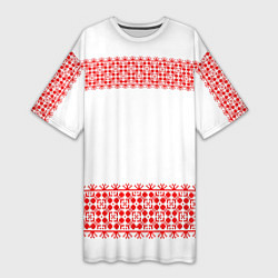 Женская длинная футболка Славянский орнамент (на белом)