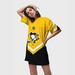 Футболка женская длинная NHL: Pittsburgh Penguins, цвет: 3D-принт — фото 2