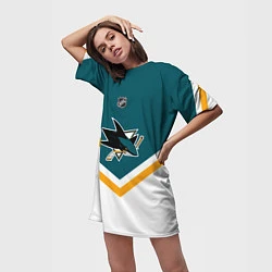 Футболка женская длинная NHL: San Jose Sharks, цвет: 3D-принт — фото 2