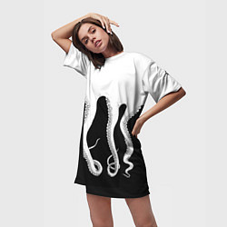 Футболка женская длинная Octopus, цвет: 3D-принт — фото 2