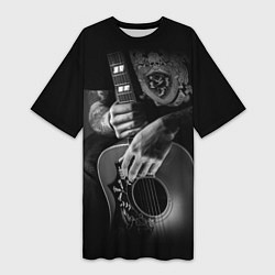 Женская длинная футболка Гитарист-рокер