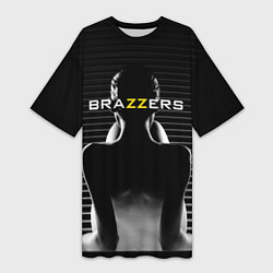 Футболка женская длинная Brazzers - контрсвет, цвет: 3D-принт