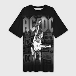 Футболка женская длинная AC/DC: Rock You, цвет: 3D-принт