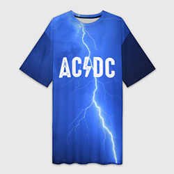 Футболка женская длинная AC/DC: Lightning, цвет: 3D-принт