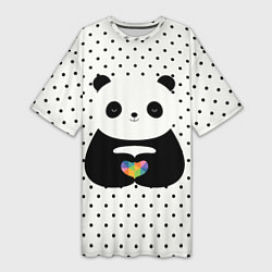 Женская длинная футболка Любовь панды