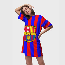 Футболка женская длинная Barca FCB Club, цвет: 3D-принт — фото 2