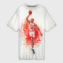 Футболка женская длинная Michael Jordan: Red Star, цвет: 3D-принт