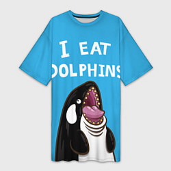 Женская длинная футболка I eat dolphins