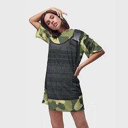Футболка женская длинная Бронежилет + камуфляж, цвет: 3D-принт — фото 2
