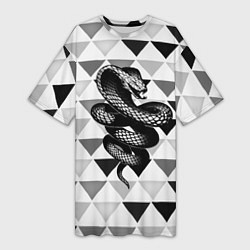 Футболка женская длинная Snake Geometric, цвет: 3D-принт