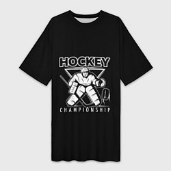 Футболка женская длинная Hockey Championship, цвет: 3D-принт