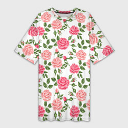 Женская длинная футболка Розы Паттерн