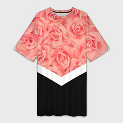 Женская длинная футболка Розовые розы